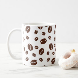 Niedliche Kaffeebohnen, braun und weiß Tasse