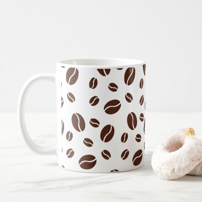 Niedliche Kaffeebohnen, braun und weiß Tasse (Mit Donut)