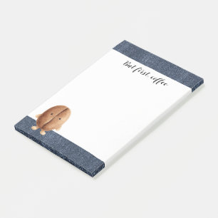 Niedliche Kaffeebohnen-Imitat-Blau-Jean-Denim Post-it Klebezettel