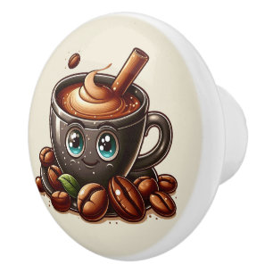 Niedliche Kaffeeliebhaber Keramikknauf
