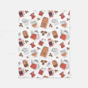 Niedliche Kaffeeliebhaber Koffein Themed Kawaii Mu Fleecedecke