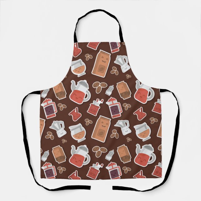Niedliche Kaffeeliebhaber Koffein Themed Kawaii Mu Schürze (Vorderseite)