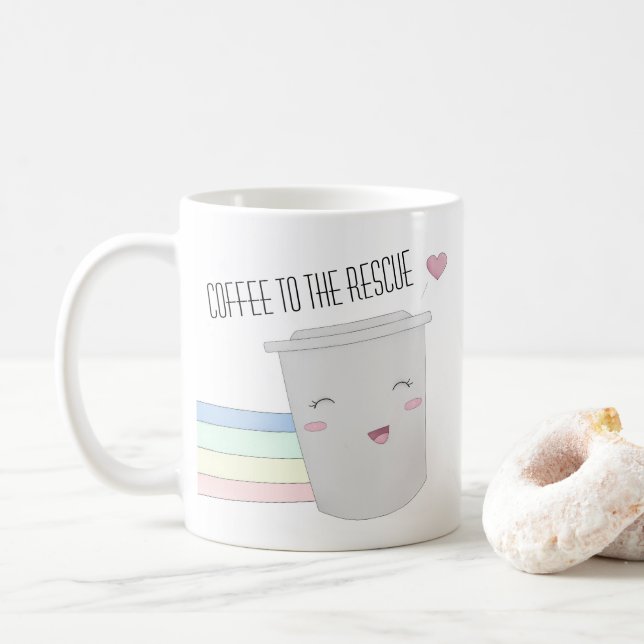 Niedliche Kaffeeliebhaber Superhero Rainbow Kaffeetasse (Mit Donut)