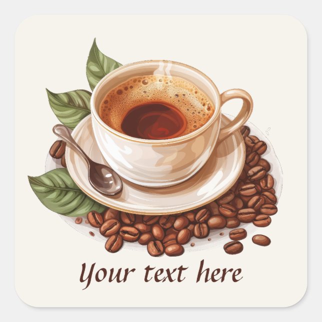 niedliche Kaffeemachmeldung Quadratischer Aufkleber (Vorderseite)
