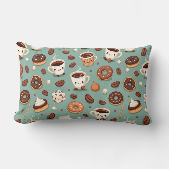 Niedliche Kaffeezeichen Lendenkissen (Vorderseite)