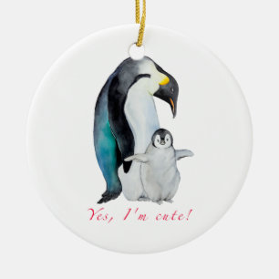 Niedliche Kaiserpinguine Keramik Ornament