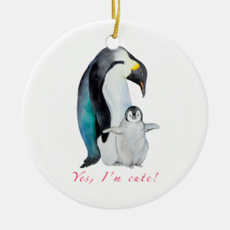 Niedliche Kaiserpinguine Keramik Ornament