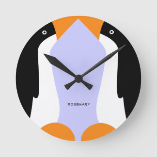Niedliche Kaiserpinguine-Wall-Uhr Runde Wanduhr