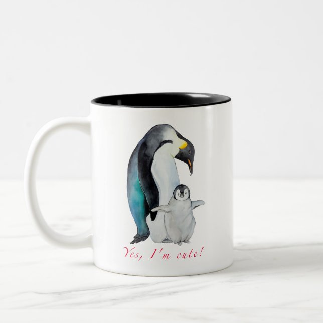 Niedliche Kaiserpinguine Zweifarbige Tasse (Links)