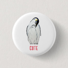Niedliche Kaiserpinguinfamilie T - Shirt Button
