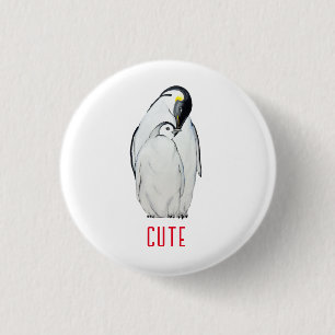 Niedliche Kaiserpinguinfamilie T - Shirt Button