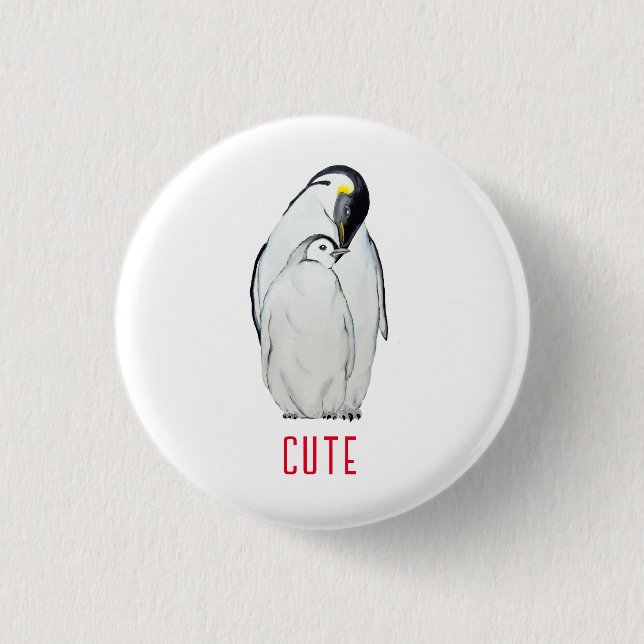 Niedliche Kaiserpinguinfamilie T - Shirt Button (Vorderseite)