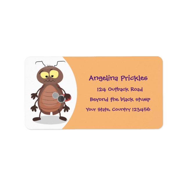 Niedliche Kakerlakenfigur Adressaufkleber (Vorne)