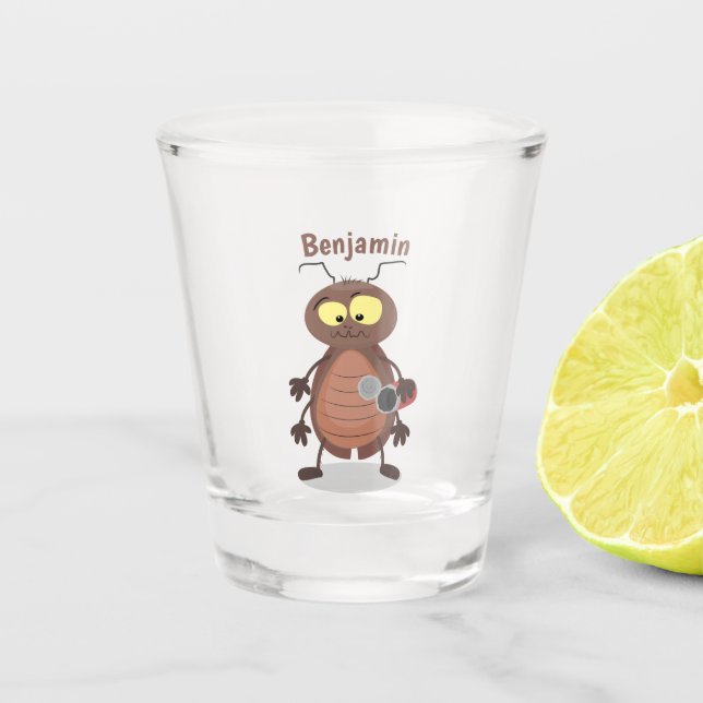 Niedliche Kakerlakenfigur Schnapsglas (Vorderseite)