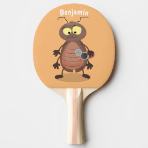 Niedliche Kakerlakenfigur Tischtennis Schläger