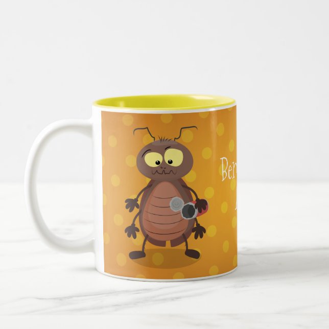 Niedliche Kakerlakenfigur Zweifarbige Tasse (Links)
