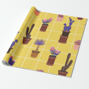 Niedliche Kakteen in vielen Töpfen Geschenkpapier