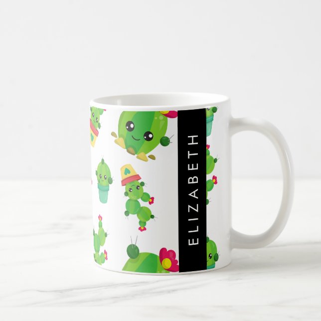 Niedliche Kakteen, Kaktusmuster, Sukkulent, Ihr Na Kaffeetasse (Rechts)