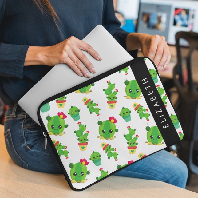 Niedliche Kakteen, Kaktusmuster, Sukkulent, Ihr Na Laptopschutzhülle (Von Creator hochgeladen)