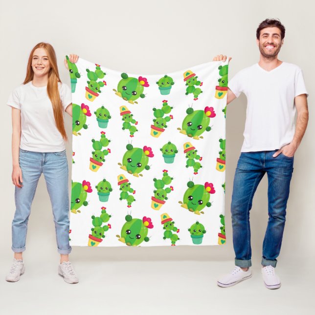 Niedliche Kaktus, grüne Kakteen, Kaktusmuster Fleecedecke (Beispiel)