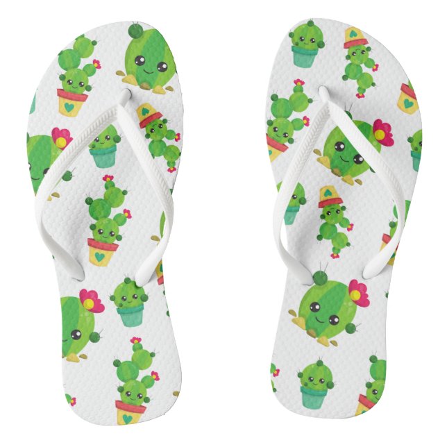 Niedliche Kaktus, grüne Kakteen, Kaktusmuster Flip Flops (Fußbett)