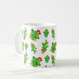 Niedliche Kaktus, grüne Kakteen, Kaktusmuster Kaffeetasse