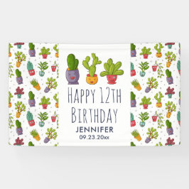 Niedliche Kaktus Nature Succulents Muster Geburtst Banner
