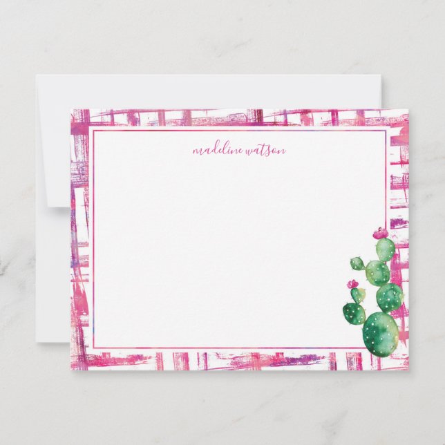 Niedliche Kaktus Personalisiert Stationery Mitteilungskarte (Vorderseite)