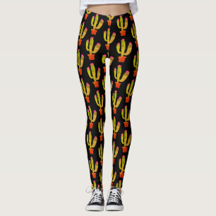 Niedliche Kaktus-Pflanze im Topf zeichnend im gesa Leggings