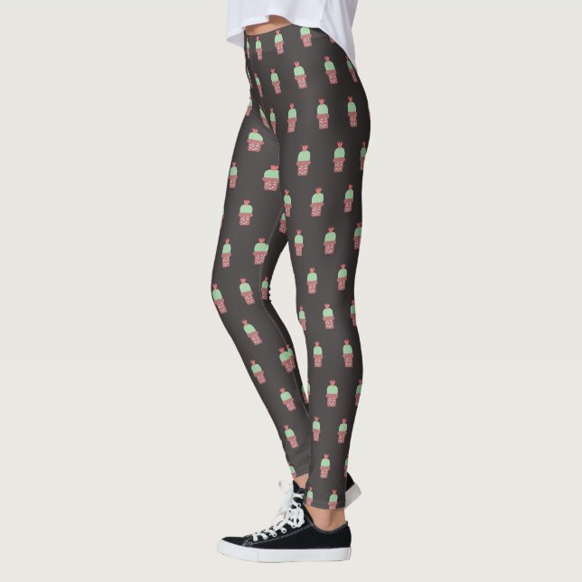 Niedliche Kaktus-Pot-Pflanze Blühen botanisches Mu Leggings (Links)
