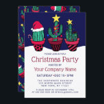 Niedliche Kaktus Tree Lights Weihnachten im Untern Einladung<br><div class="desc">Diese niedliche, künstlerische und unterhaltsame Weihnachtsfeier ist perfekt für die festliche und fröhliche Veranstaltung. Es ist mit einer handgezeichnet Darstellung von Rot-, Grün-, Schwarz- und Multikulturalbäumen versehen, die Gartenflächen, Lichter, Ziergegenstände, Zuckerrohr, Sternenkuchen und einen Weihnachtshut auf einem weißen Schneebett und einem dunkelblau-marineblauen Himmel umfasst. Es ist künstlerisch, festlich, bezaubernd und...</div>