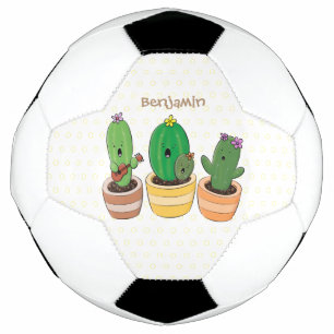 Niedliche Kaktus-Trio-Cartoon-Darstellung Fußball