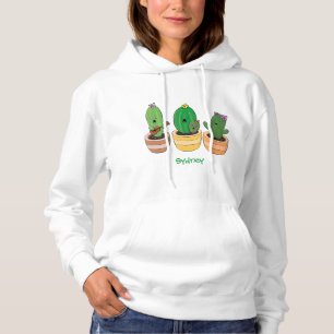 Niedliche Kaktus-Trio-Cartoon-Darstellung Hoodie