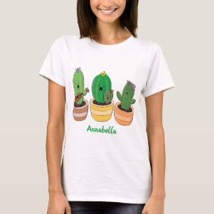 Niedliche Kaktus-Trio-Cartoon-Darstellung T-Shirt