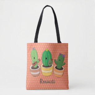 Niedliche Kaktus-Trio-Cartoon-Darstellung Tasche