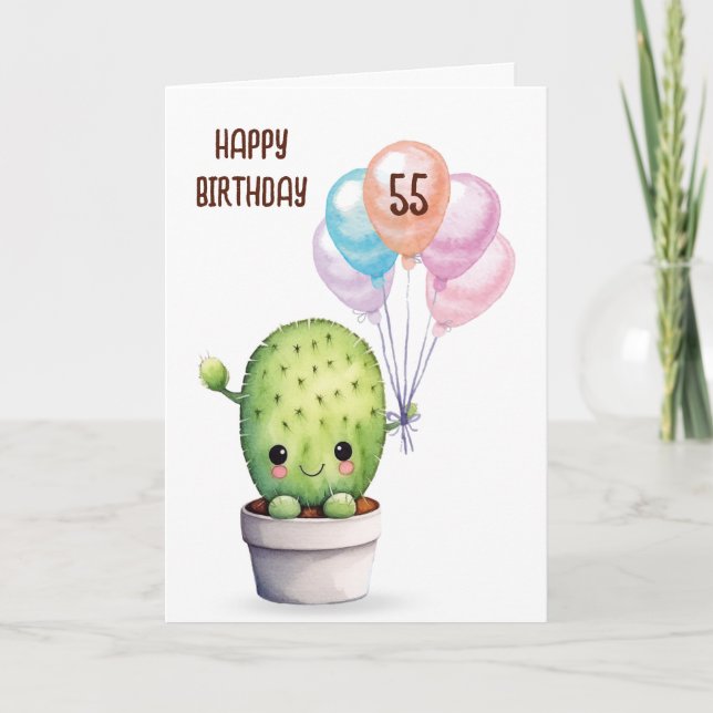 Niedliche Kaktus zum 55. Geburtstag Karte (Vorderseite)