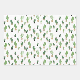 Niedliche Kaktusmuster Geschenkpapier Set