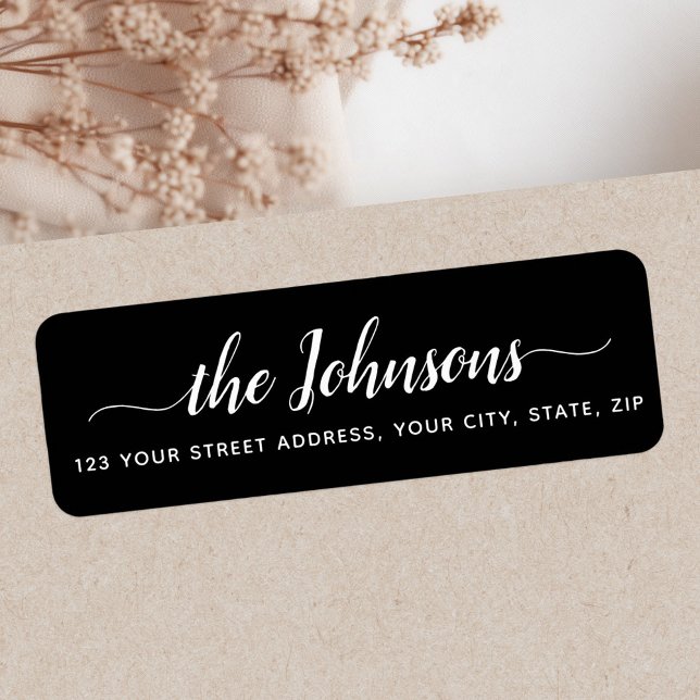 Niedliche Kalligraphieschrift schwarze Rücksendead (Cute calligraphy script black return address label)