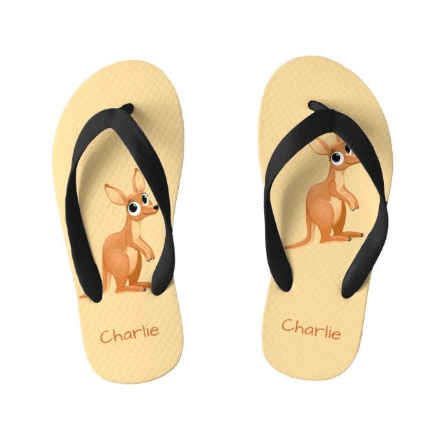 Niedliche Kangaroo individuelle Name Flip Flops (Fußbett)