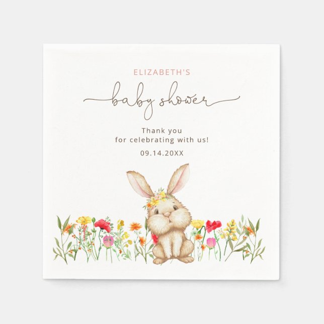 Niedliche Kaninchen Babydusche Napkins Serviette (Vorderseite)