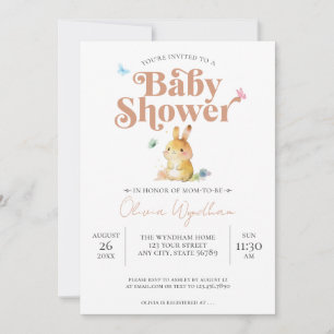 Niedliche Kaninchen-Babydusche neutral Einladung