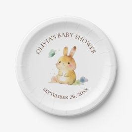 Niedliche Kaninchen Babydusche Neutral Personalisi Pappteller