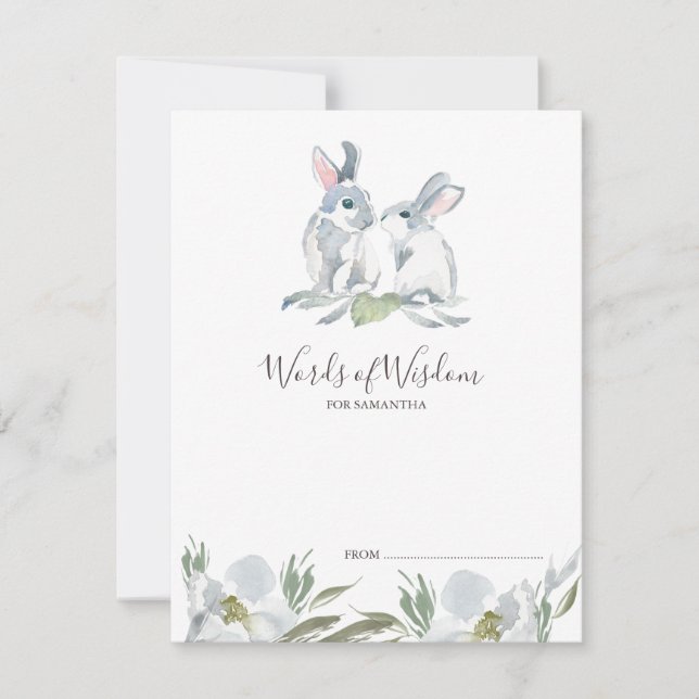 Niedliche Kaninchen Babyduschenratgeber Karten (Vorderseite)