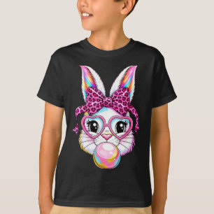 Niedliche Kaninchen-Hasen-Gesicht Leopard Coquette T-Shirt