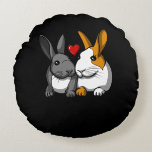 Niedliche Kaninchen Hasentierpaar in Liebe Rundes Kissen