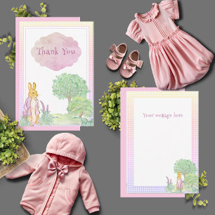 Niedliche Kaninchen Pink Babydusche Dankeskarte