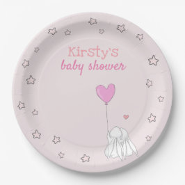 Niedliche Kaninchen - Rosa Babydusche Pappteller