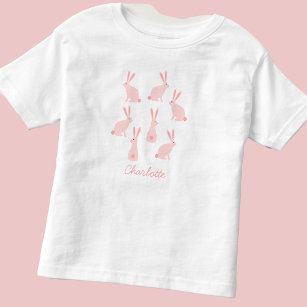 Niedliche Kaninchen Rosa Personalisiert Kleinkind T-shirt