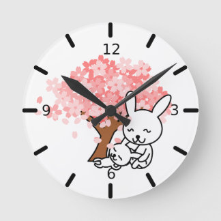 Niedliche Kaninchen - Runde Wanduhr