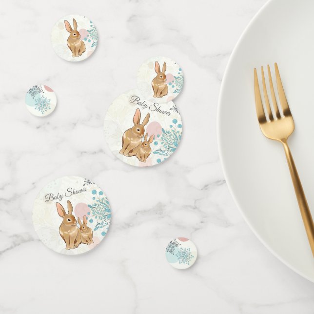 Niedliche Kaninchen und Blume Frühjahrsdusche Konfetti (Gruppe)